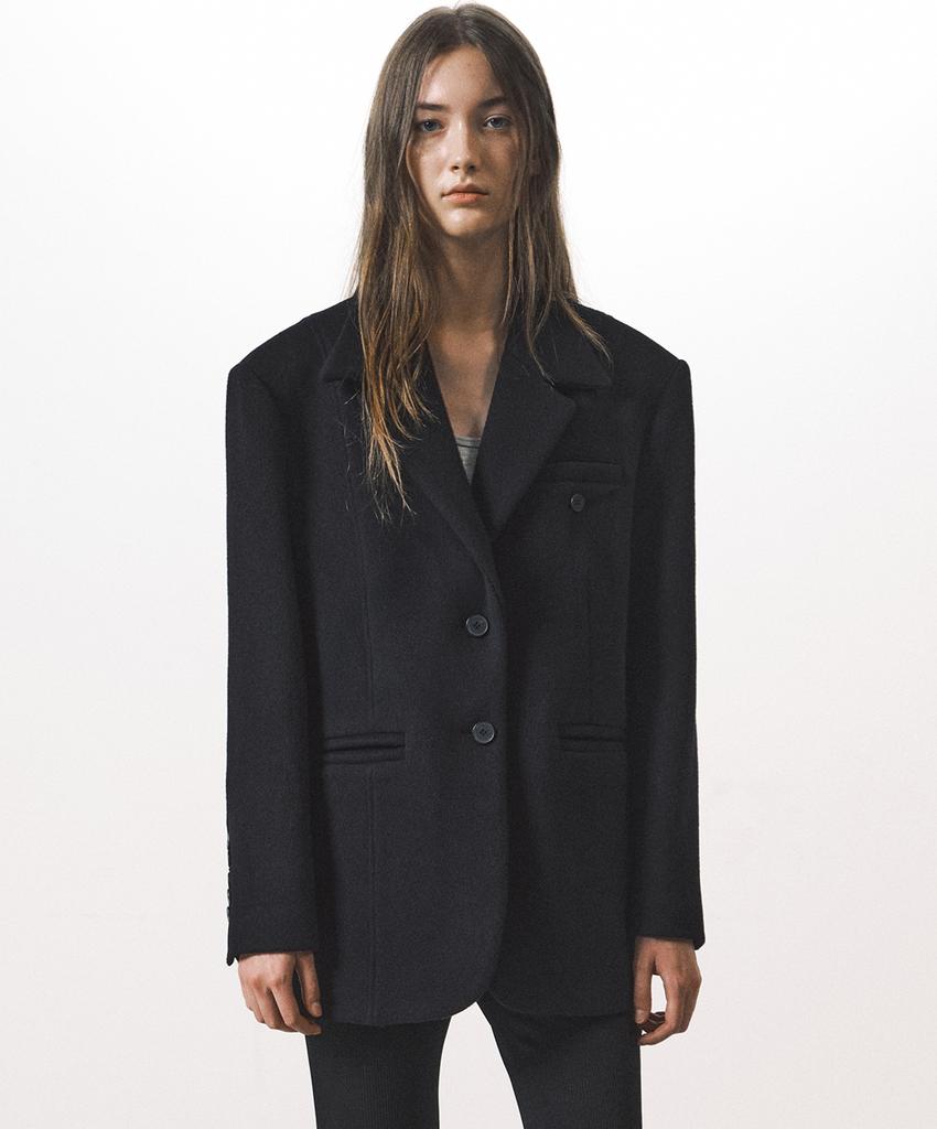 EMKM Wool Cashmere Single Heavy Jacket_Black