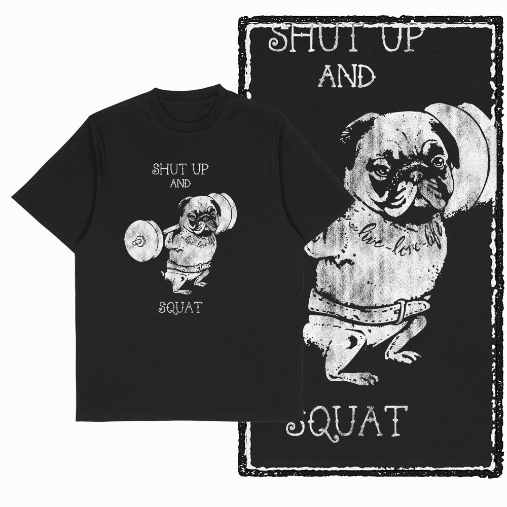 100 Cotton Unique Pug Print Graphic Unisex tshirt Black Cool Print Big Size Tshirt Pug Dog Print T Shirt Novety Tee Shirt G67 S