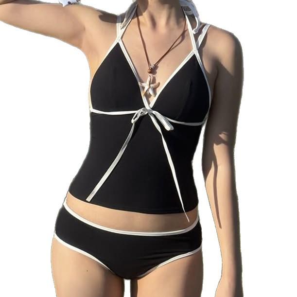 New Women's High-Waisted Halter Bikini with Slimming Tummy Control - Retro Resort Swimsuit