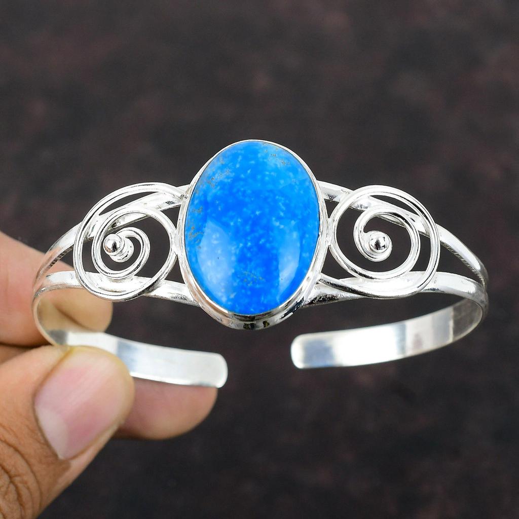 Smithsonite Cuff Bracelet 925 Sterling Silver Bangle Handmade Jewelry Adjustable Bangle Gemstone Cuff Bracelet Smithsonite Jewelry For Gifts