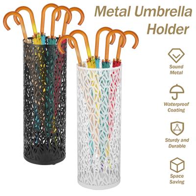Suporte para Guarda-chuvas Metal Vazado Suporte Balde de Armazenamento Autônomo Redondo Lixeira Impermeável Rack para Bengalas