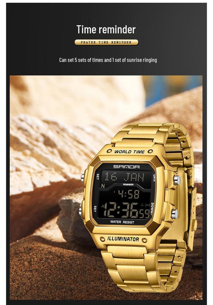Sanda Men's Multifunctional Waterproof Electronic Watch - Middle East Exclusive, Summer Time Wristwatch