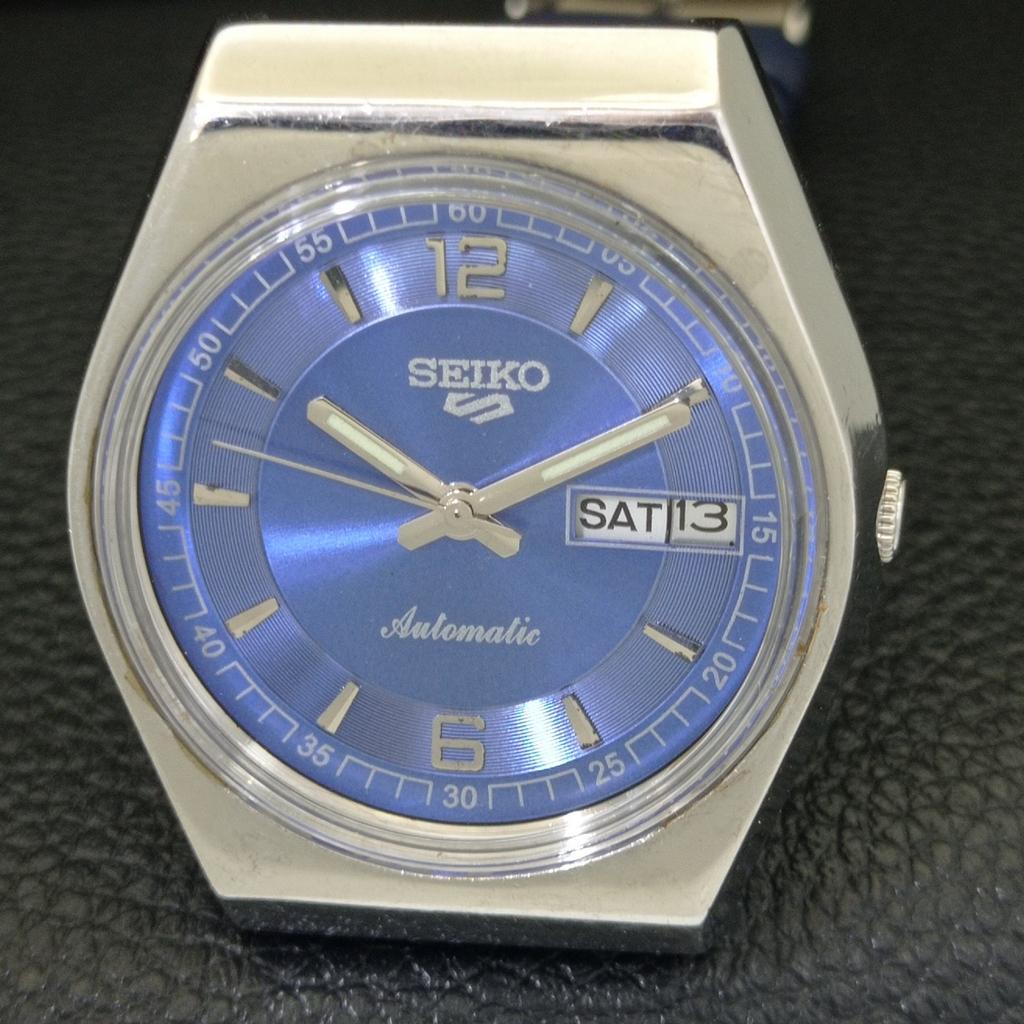 AUTOMATIC 6309A VINTAGE SEIKO 5 JAPAN MENS BLUE COLOR DIAL WATCH a701432-5 R206b-a701432