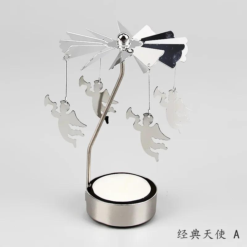 Metal Rotating Spinner Carousel Candle Tea Light Holder Table Rotating Transfer Windmill Decoration Home Elegance Candle Holder
