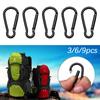 3/6/9pcs Black Packback Buckles Climbing Camping Hiking Water Bottle Hooks Keychain D Carabiner Snap Clip