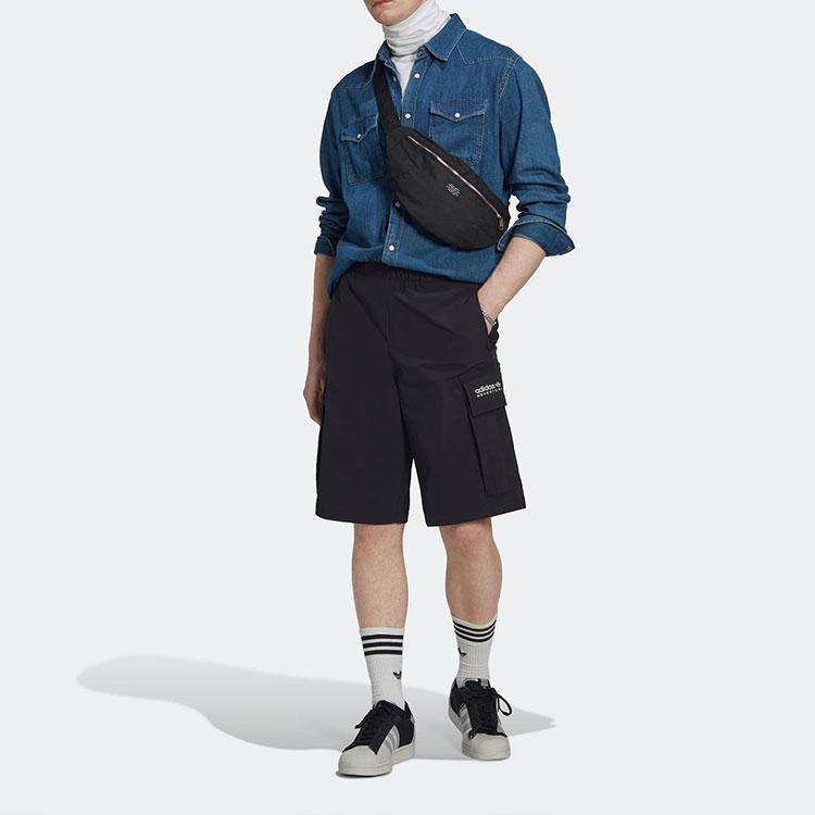 adidas Originals Trefoil Adv Cargo Shorts With Solid Color Pockets Men Shorts Black HP1102