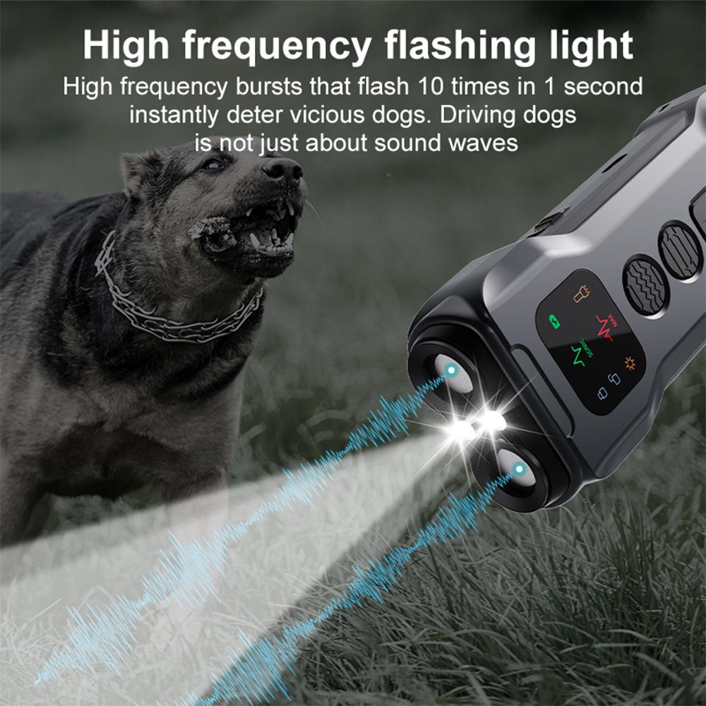 Dual Head Ultrasonic Dog Repeller 5V 500MA Dog Repellent Portable Dog Trainer Anti-Barking Training Device with LED Flashlight