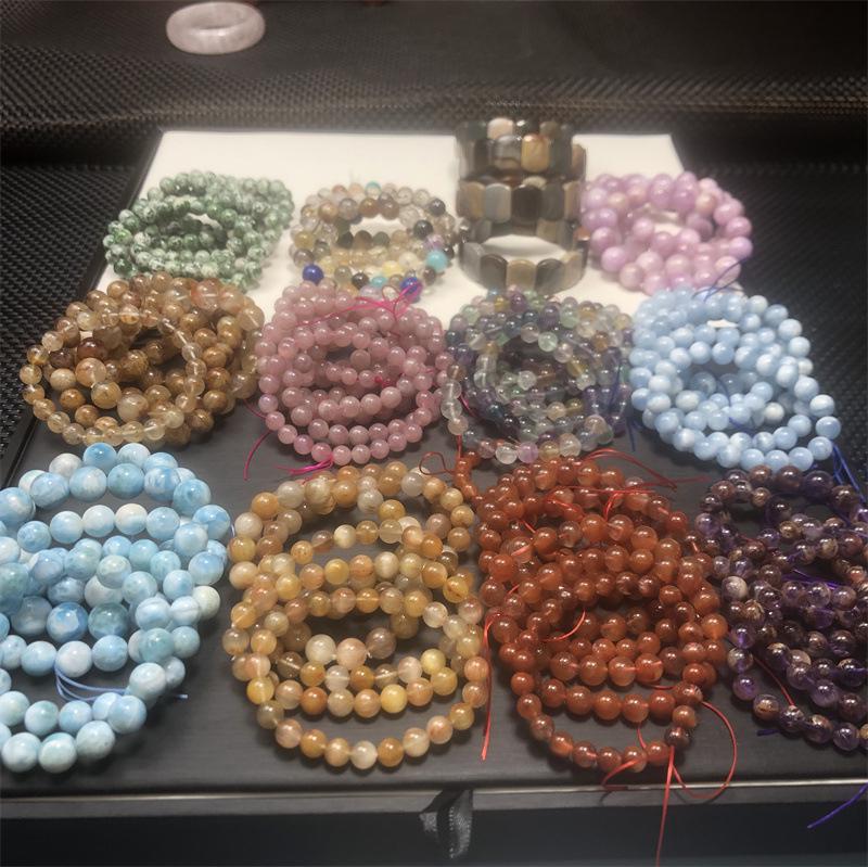 Jie Xing Tourmaline Golden Rutilated Quartz Red Rabbit Hair Super Seven Green Phantom Moonstone Bracelet & Necklace Beads