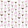 8 Pack Espresso Martini Pink Bow Garland Banner, Espresso Martinis Hanging Decor, Pre-Assembled Martini & Bow String for A Tini Bit Older, Tinies