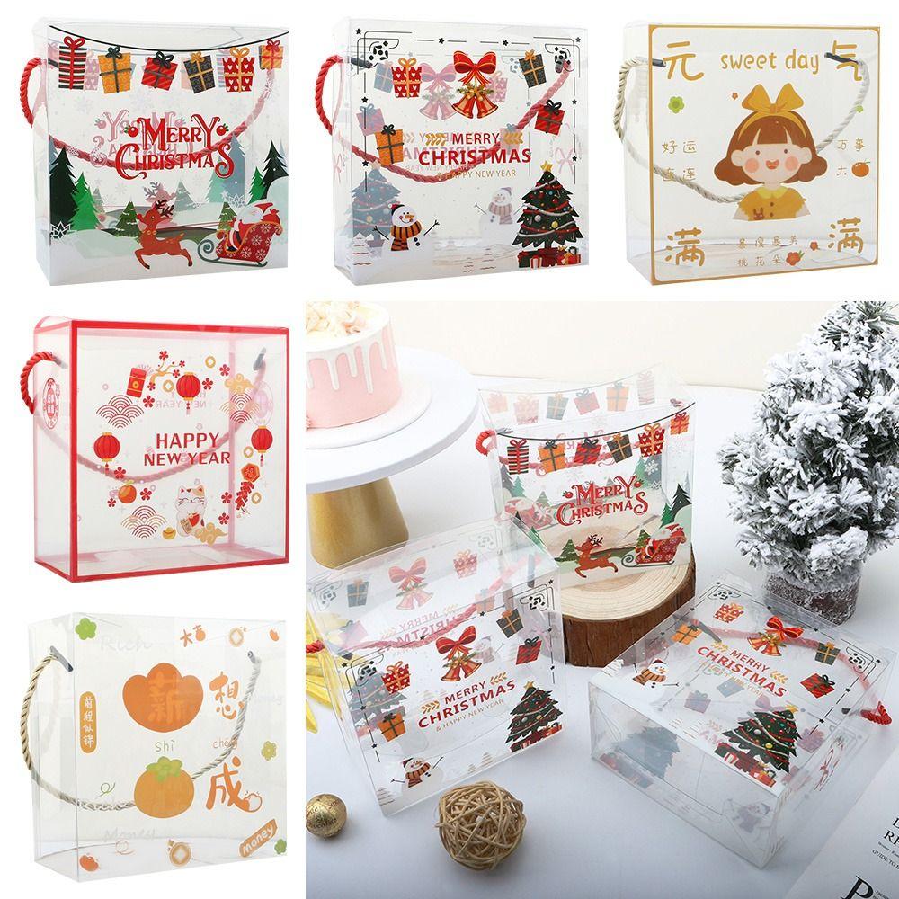 

Рождественские пакеты с ручкой для упаковки печенья, подарочная сумка, упаковка для конфет, упаковка для торта, подарочная коробка