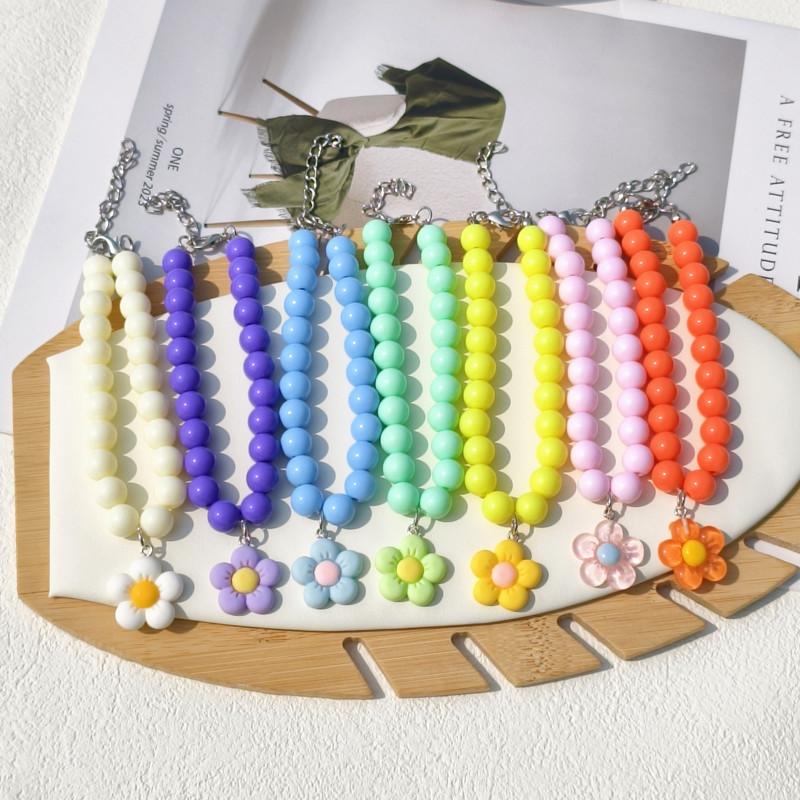 Macaron color matching pet necklace cat dog necklace Hyunya flower pendant small dog kitten collar neck jewelry