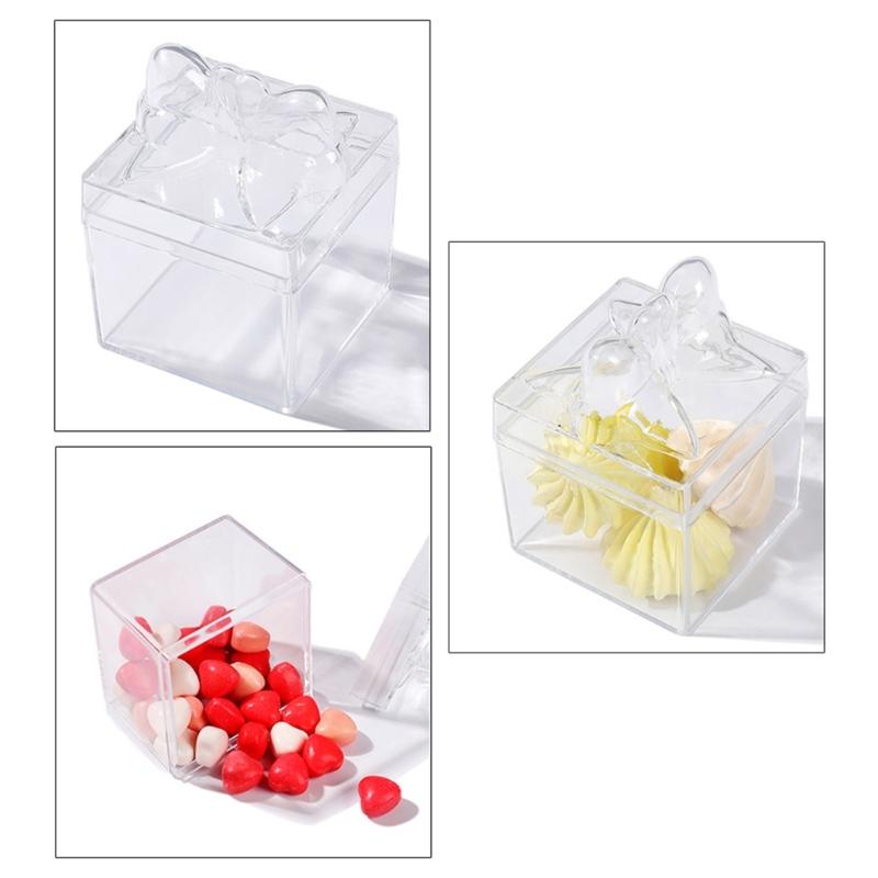 12Pcs Bowknot Candy Box Clear Plastic Party Treat Box For Wedding Gift Packaging And Birthday Anniversary Celebration