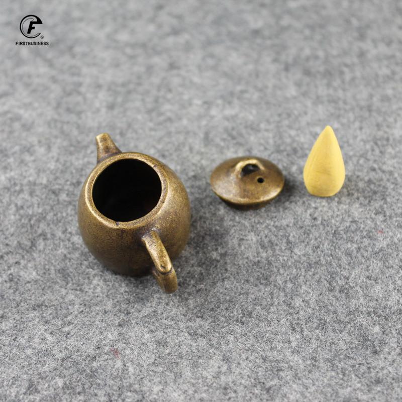 Antique Copper mini Fingertip Kettle Teapot Pocket Incense Burner Retro Brass Tea Pet Home Decorations Accessories Desk Ornament