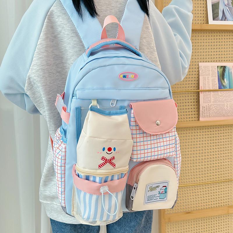 Oxford Cloth College Style School Backpack With Breathable Design For Teen Students