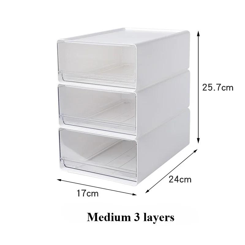 Office Desktop Storage Box Organizer Drawer-style Workstation A4 File Storage Cabinet Transparent Storage Boxes Stackable Rack
