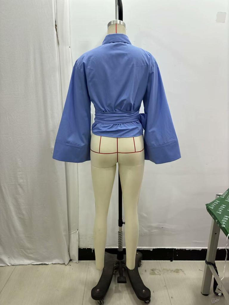 2025 Spring Women's Double-Breasted Poplin Slim Shirt with Bow Tie - European & American Style