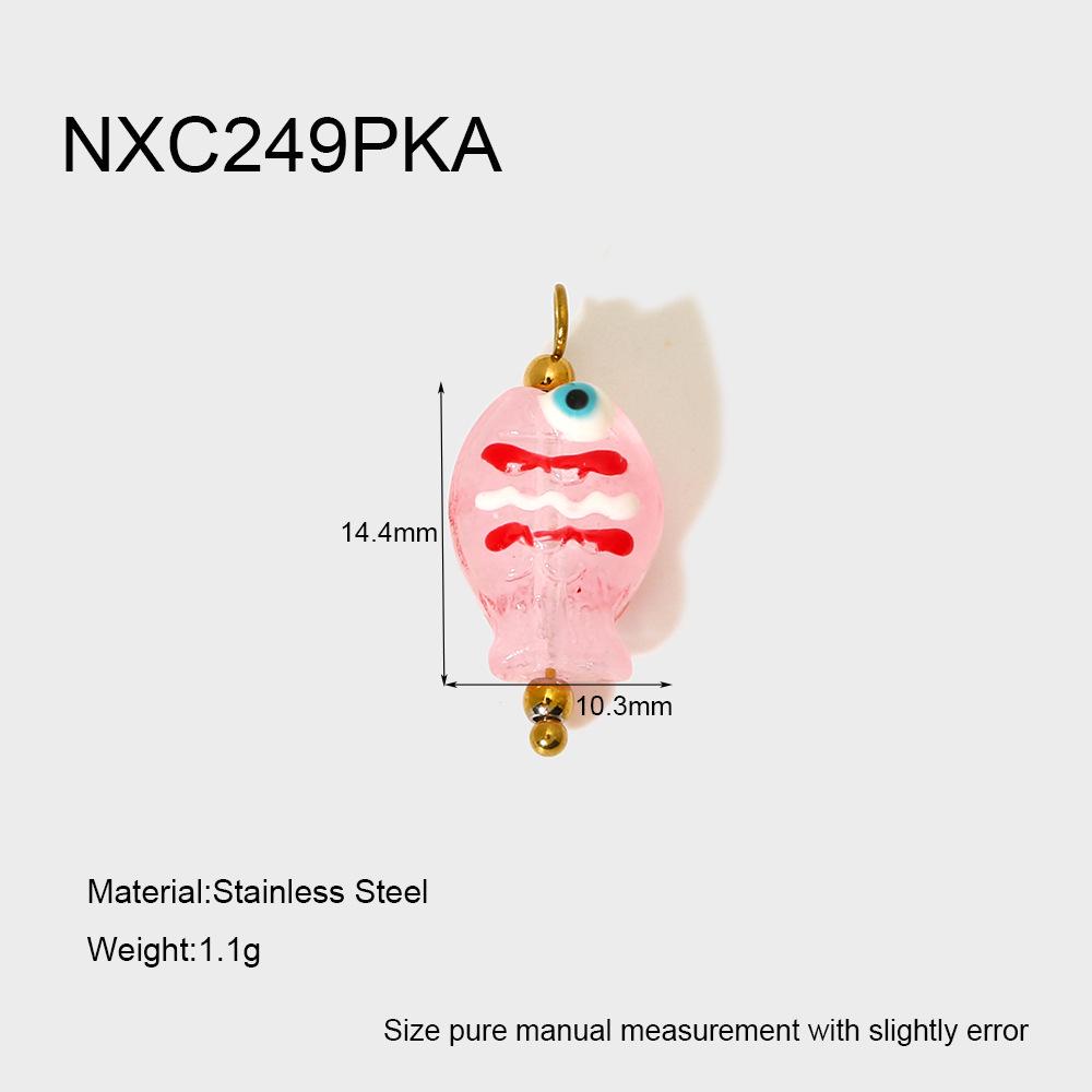 

INS Dopamine Heart & Fish Pendant: Hand-painted Glazed Epoxy on Gold-plated Stainless Steel DIY Accessories.