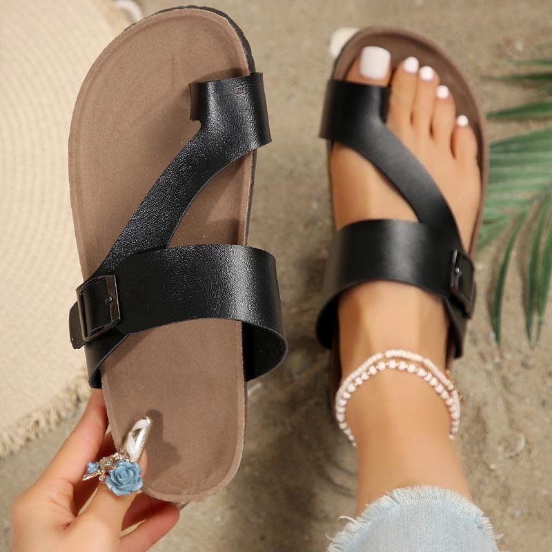 Fashion Fashion Cork Slippers for Women Summer New Casual Beach Sliding Girls Flat Shoes Sandals Retro Roman Women Shoes Flip Flops