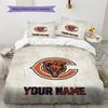 Custom Name Chicago Bears Pattern Bedding Quilt Set  Home Decoration  Gift (1 * Duvet Cover + 2 * Pillowcase  Without Core)