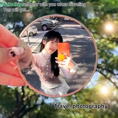 Portable Mini Round Photography Reflector,Lightweight Travel Selfie Mirror for Outdoor Portrait Fill Light & Vlog Shooting