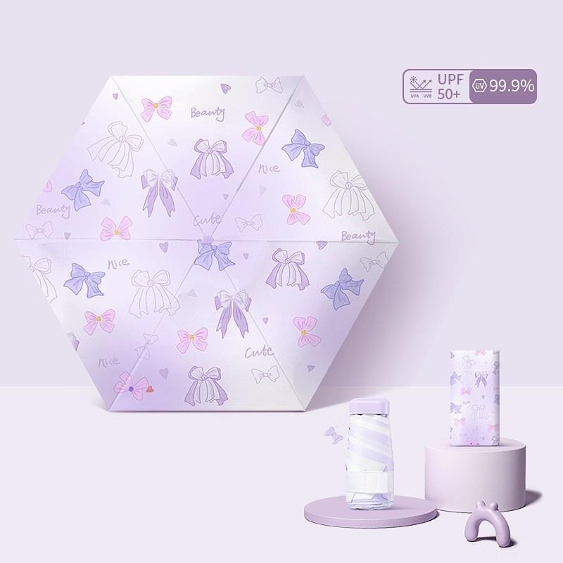 Compact and Convenient Flat Six Fold Pocket Umbrella All-weather Small Manual Umbrella Small Fresh Outdoor Sunshade Umbrellas