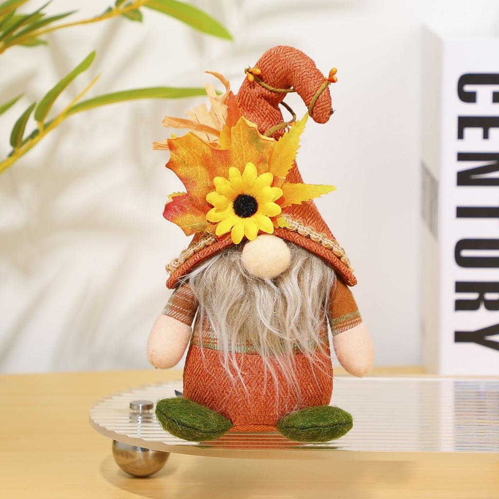 Thanksgiving Creative Rudolf Doll Window Decoration Festival Scarecrow Turkey With Light Doll