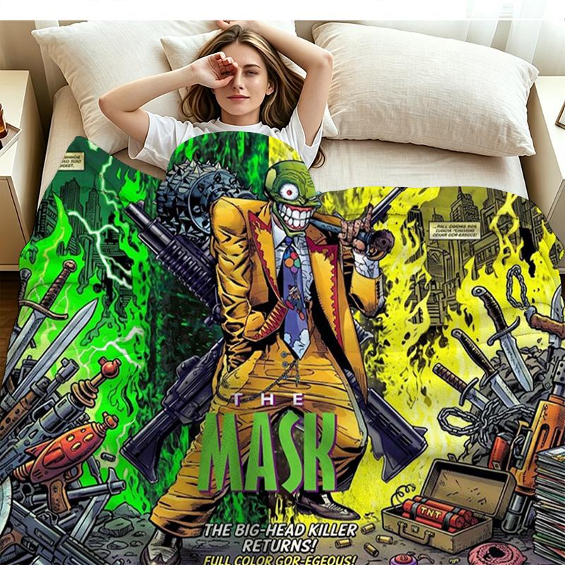 The mask Print Flannel Blanket High Quality Warm Comfortable Cover for All Seasons Perfect for Gifts Home Decor