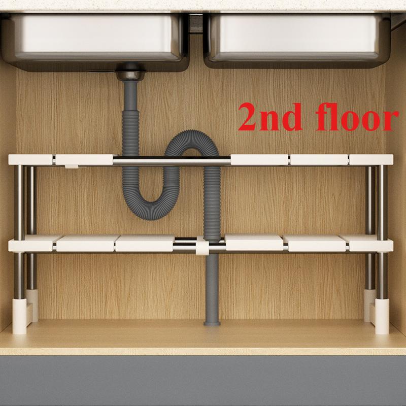 Stackable Storage Rack Wardrobe Layered Partition Rack Closet Sorting Shelves Telescopic Sink Holder Wardrobe Clothing Organizer