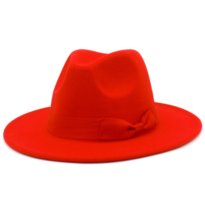Europeisk-amerikansk stil rosett bredbrättad fedora: Trendig Unisex Jazzhatt