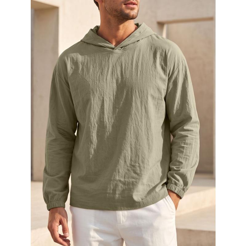 Men S Casual Loose Fit Hooded Sweatshirt Long Sleeve European Size