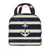 1pc Nautical Anchor Design Printed Thermal Insulated Bag, Non-Food Contact, Unisex Portable Reusable for Home, Restaurant, Offic