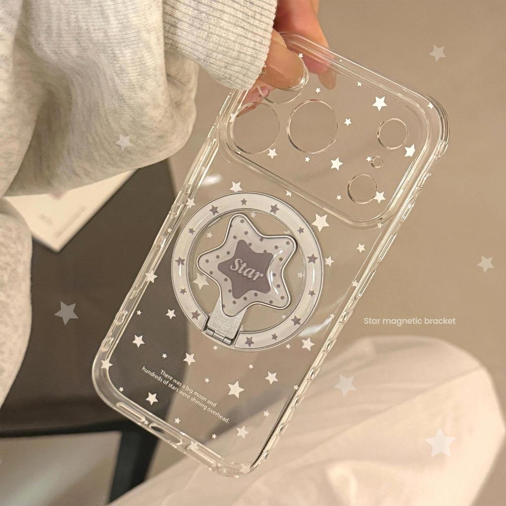 Creative White Star Magnetic Phone Case for iPhone 16, iPhone 17, and iPhone 17 Pro Max