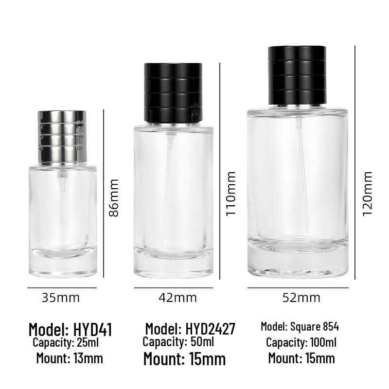 Cylindrical Transparent Glass Perfume Spray Bottle - Portable, Refillable, Press-Type, Travel-Friendly. 25ml Bare Bottle; Glass
