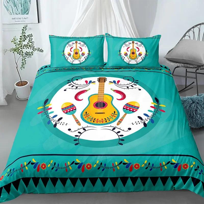 Musik Gitarre Heavy Metal Punk Rock Bequemer Bettbezug Steppdecke Kissenbezug Bettwäscheset Kinder Schlafzimmer Dekoration Heimtextil