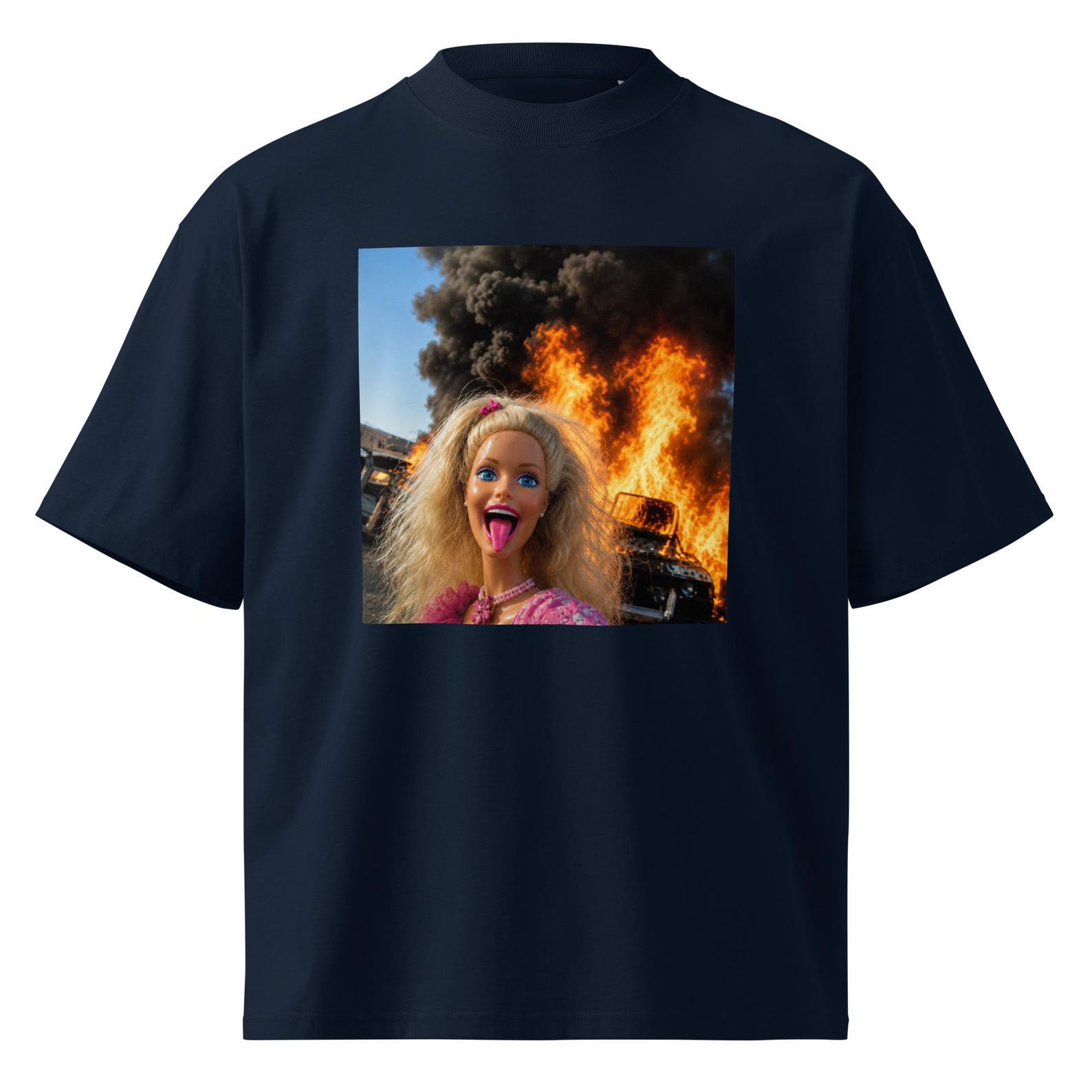 Funny Chaos Barbie Oversized T-Shirt, Unhinged Girl Meme Tee, Everything Is Fine Graphic Shirt S