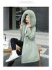 2025 Winter Women's Mid-Length Fur Collar Cotton Coat with Velvet Padding