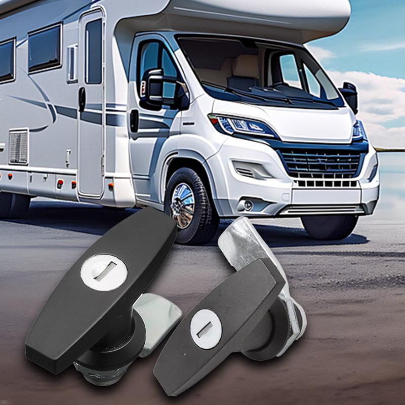 Trava de porta universal para trailer com alça em T e 2 chaves, trava de tampa de caminhão, caixa de ferramentas, gaveta, armário, trava de porta para trailer, caminhão, caravana