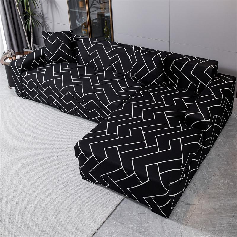 Geometric Sofa Covers For Living Roomastic Corner Couch Cover Sectional Corner L Shaped Chaise Longue Slipcover Funda De Sofá