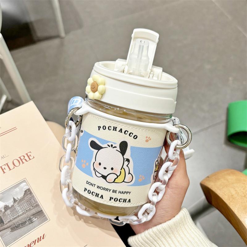Пластиковая детская бутылка для воды Pochacco с трубочкой и индивидуальным логотипом. Идеально подходит для подарка Sleepy Dog