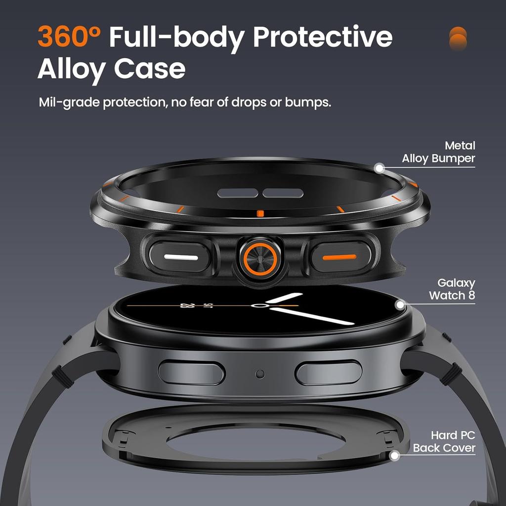 Samsung Galaxy Watch 8 44mm 40mm için Metal Kasa Paslanmaz Çelik Koruyucu Kapak Dayanıklı Tampon Kabuk Galaxy Watch 8 Koruyucu