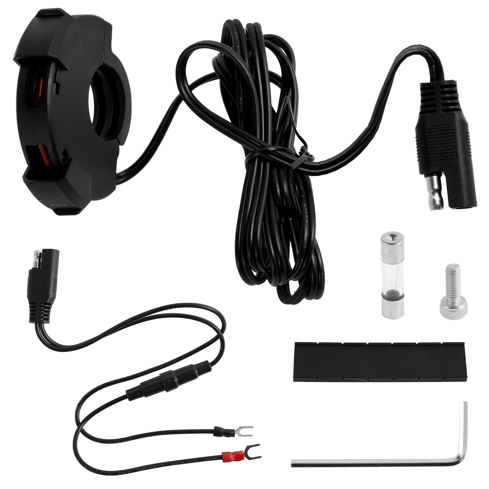 

Зарядное устройство для мобильного телефона на мотоцикле 12 В-24 В, двухпортовое USB-зарядное устройство для мотоцикла, водонепроницаемое зарядное устройство для мобильного телефона с креплением на руль IP65 чёрный