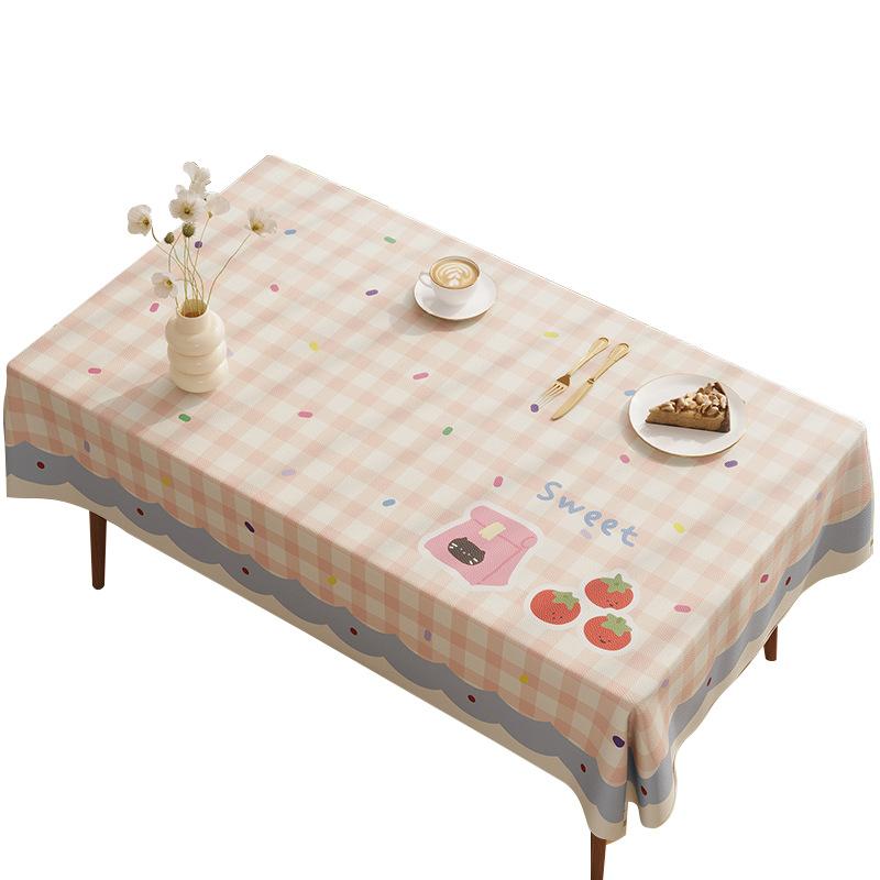 Small Fresh Dining Table Tablecloth Waterproof, Oil-Proof And Anti-Scalding Leave-In Coffee Table Tablecloth Light Luxury High-End Rectangular Dining