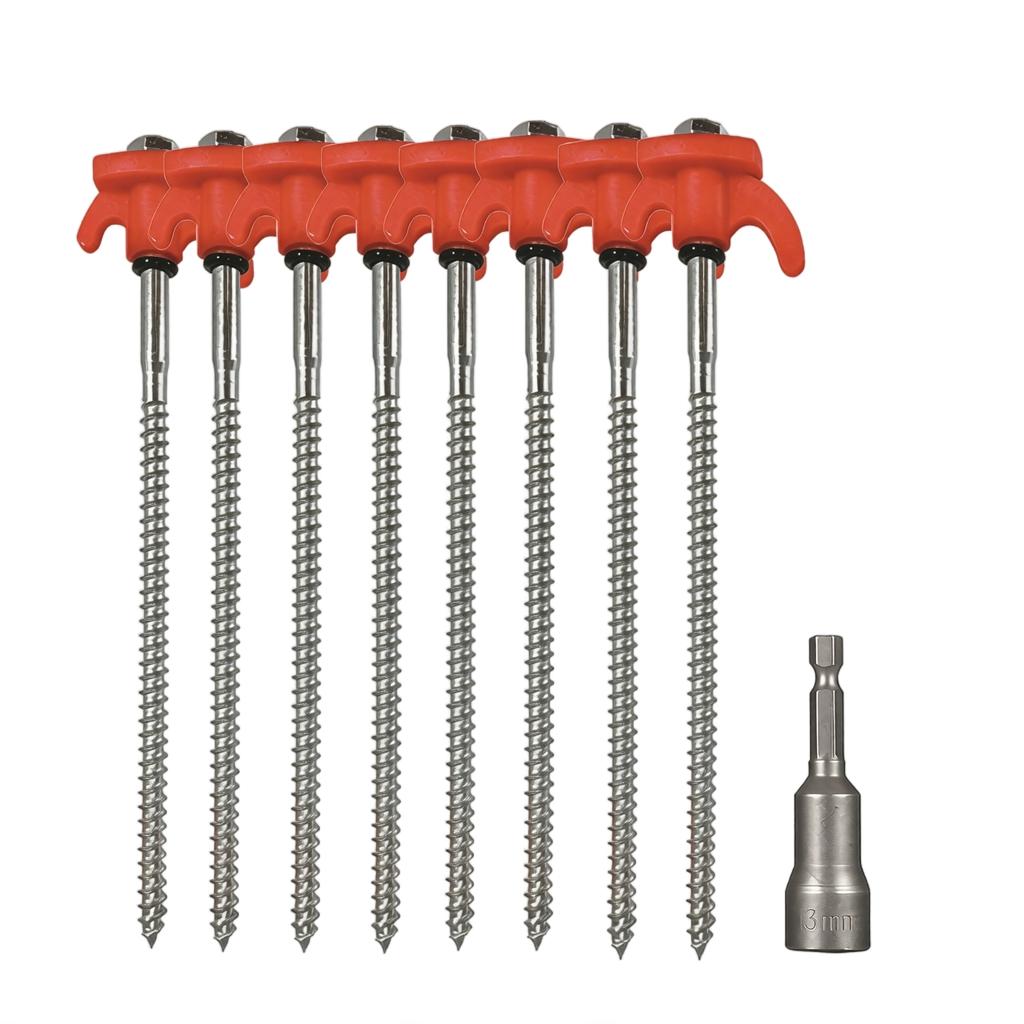 Heavy Duty Outdoor Camping Tent Pegs Ground Stakes with T Handle and Hex Head Screws for Secure Tent Anchoring and Easy Installation
