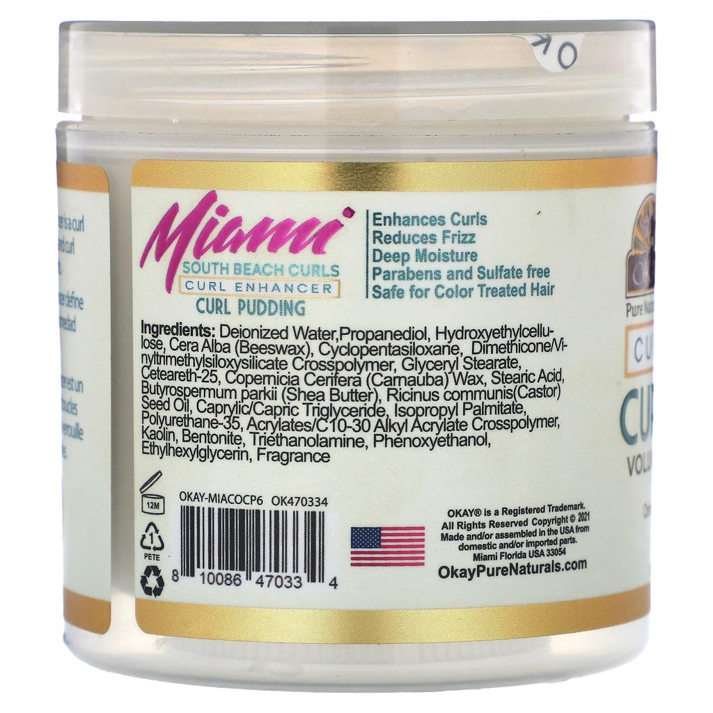 Okay Pure Naturals Miami South Beach Curls, Curl Pudding, 6 Oz (170 G)