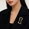 Lock Hole Design Key Shaped Brooch Vintage Style Metal Decorative Pin Suit Coat Accessory  Daily