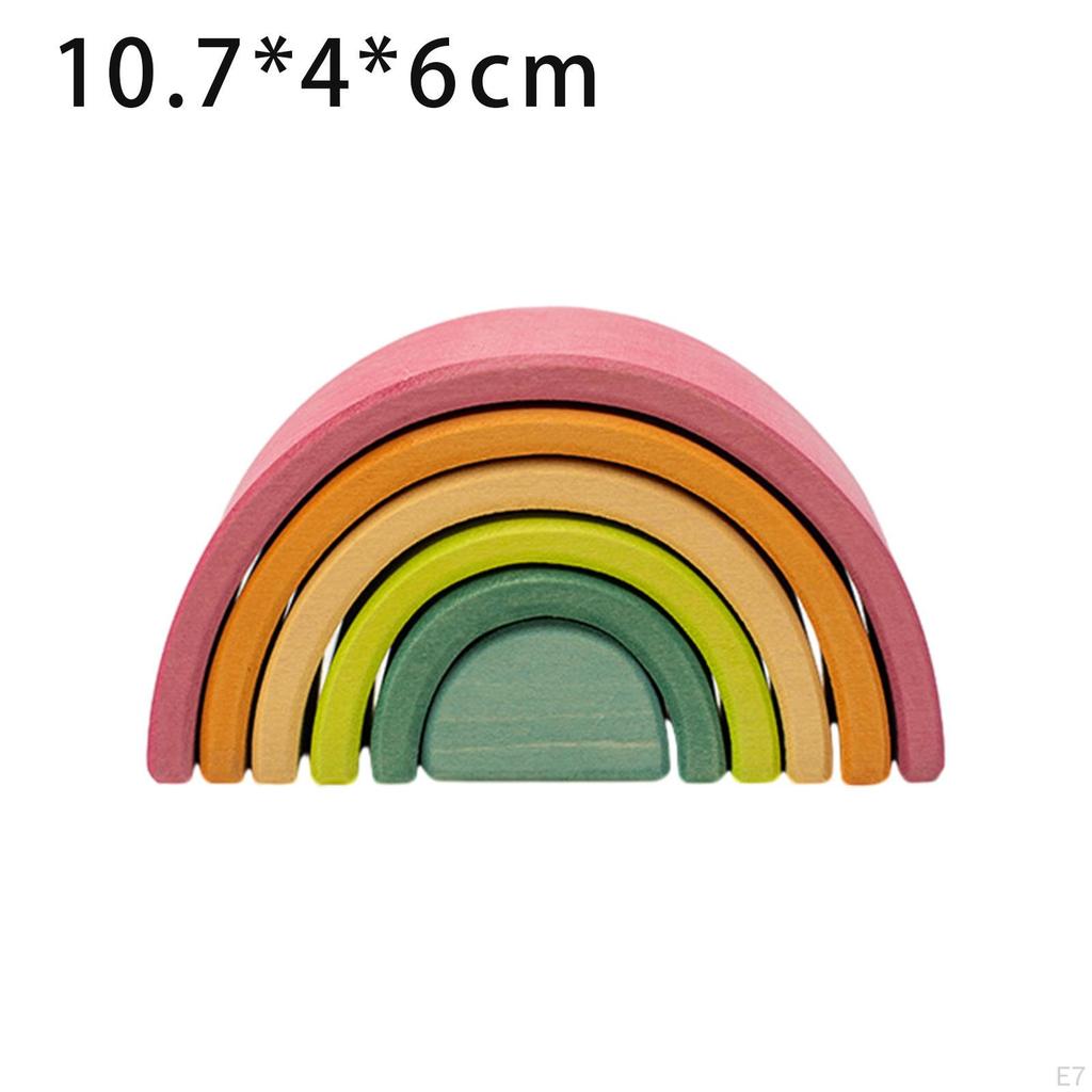 Colorful Wooden Rainbow Stacker Toy for Kids - Montessori Learning Fun