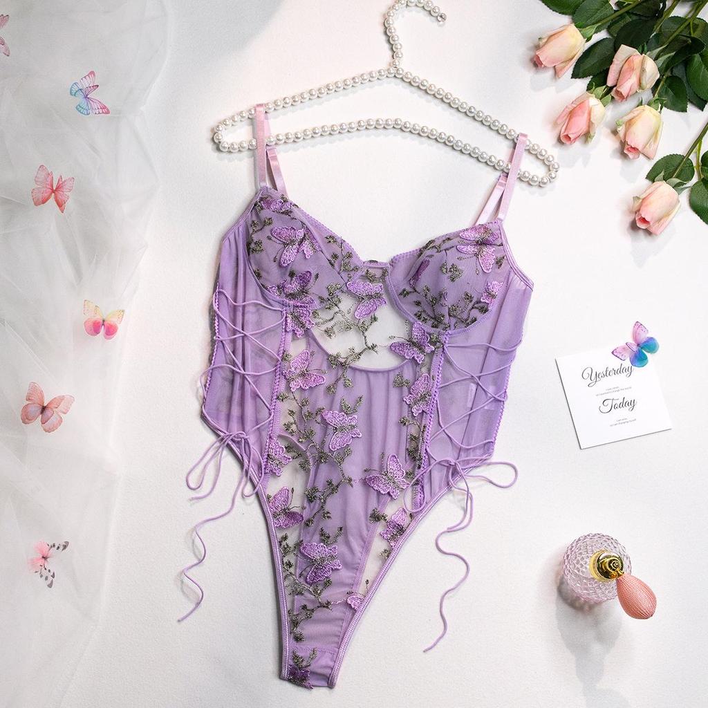 Sexy Butterfly Embroidery Slimming Bodysuit for Women
