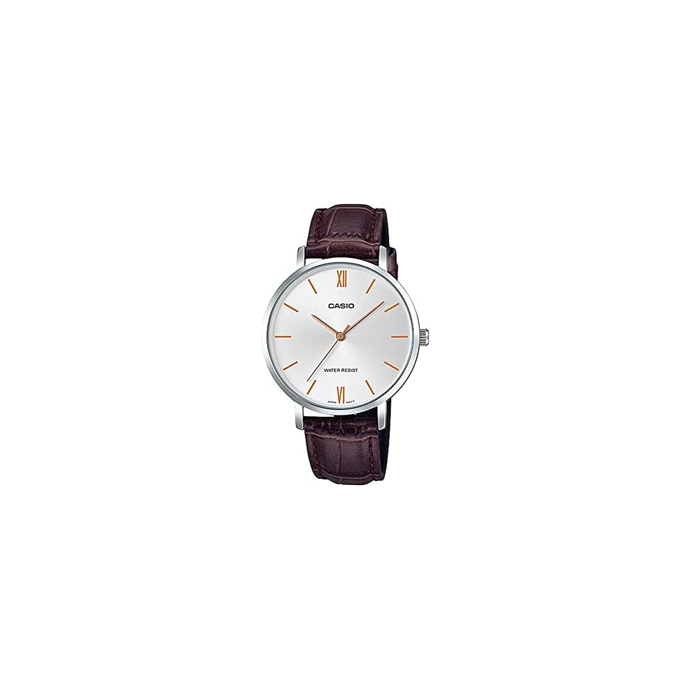 Casio LTP-VT01L-7B2 Quartz Women s Watch Silver Brown Leather Band Imported Model