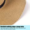 Women Straw Hat Wide Brim Lace-up Ribbon Sun Protection Hat Lightweight Quick-Drying Hat Hiking Walking Neck Coverage Hat