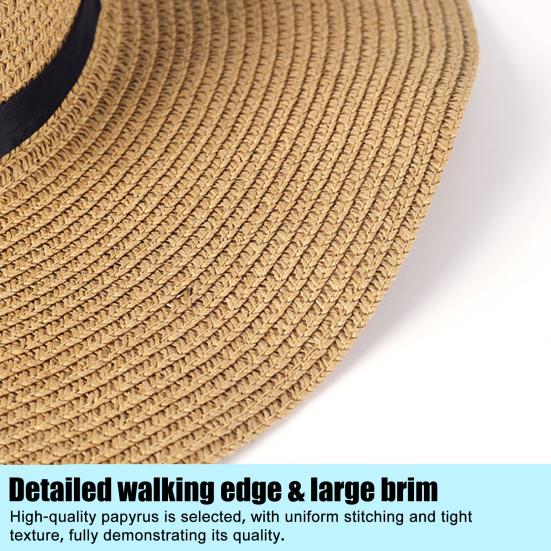 Women Straw Hat Wide Brim Lace-up Ribbon Sun Protection Hat Lightweight Quick-Drying Hat Hiking Walking Neck Coverage Hat